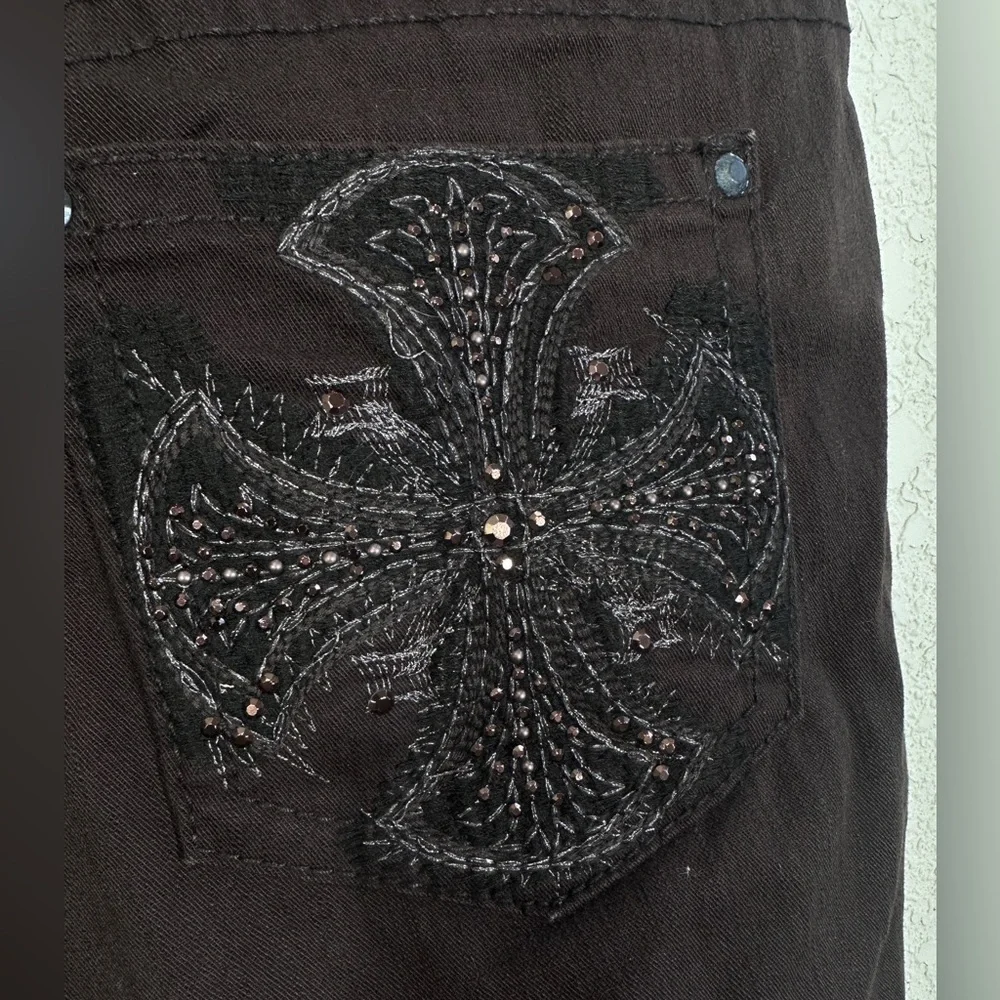 Code Bleu Annette Jeans | Size 14/31 | Brown Embellished Pockets | Stretch Fit - Picture 3 of 8